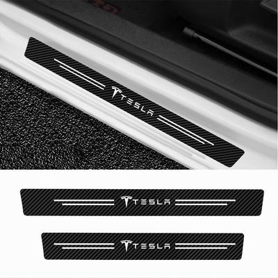 4pcs Car Threshold Strip Stickers Auto Door Sill Anti-Scratch Protector Sticker Accessories For Model Y S 3 Cybertruck