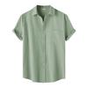 Herrskjortor med färgknappar och ficka, kortärmade Herrskjortor, casual mode, kortärmade