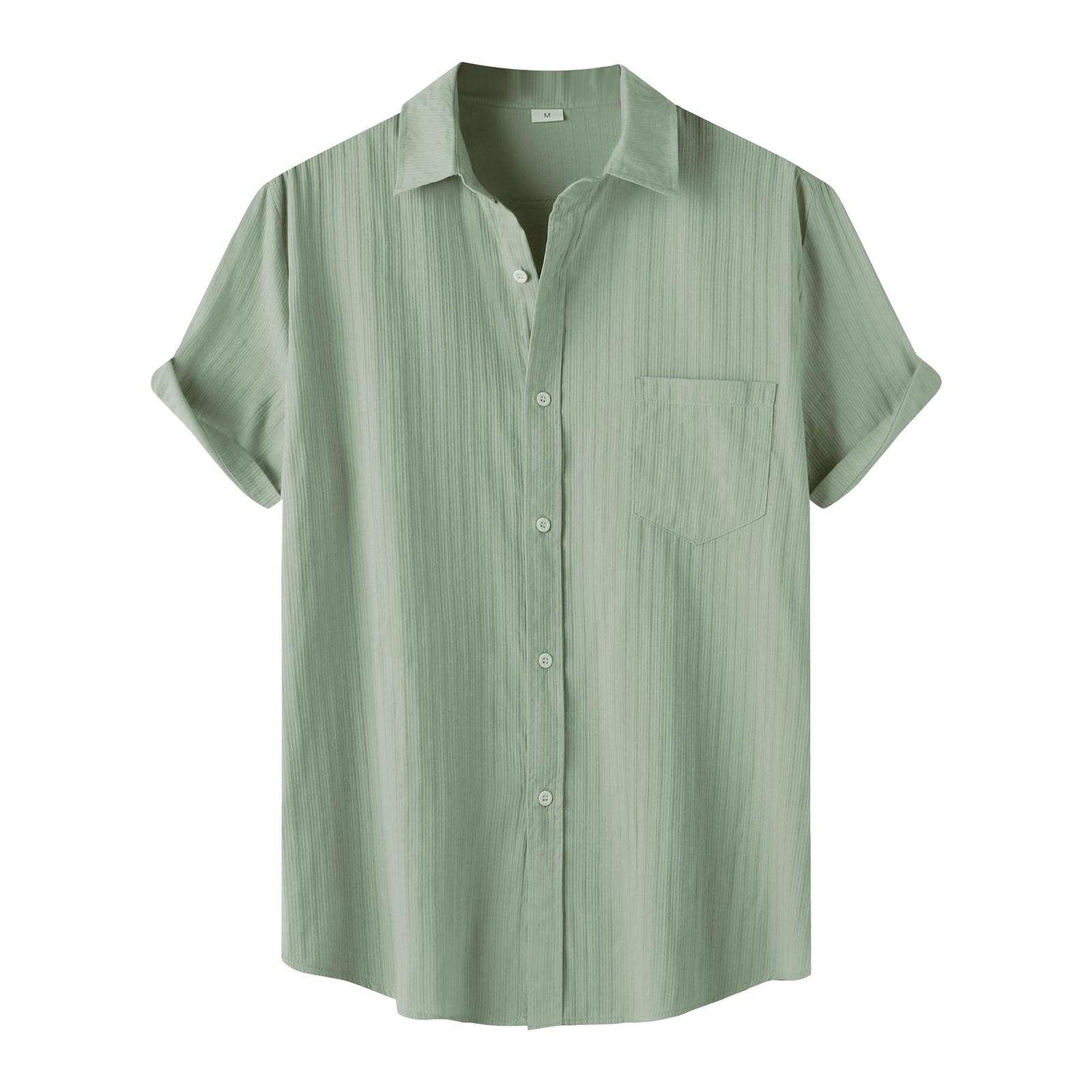 

Мужские однотонные рубашки с коротким рукавом и карманом на пуговицах Мужские повседневные рубашки с коротким рукавом XXL