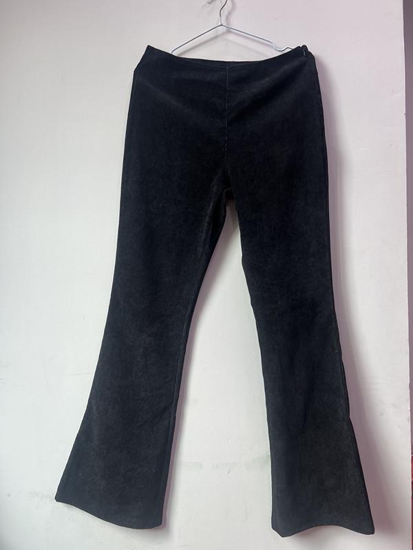 Spring/Summer 2025 Women's High-Waist Slim Fit Corduroy Flare Pants - Solid Color, Elastic Waist, Casual Drape