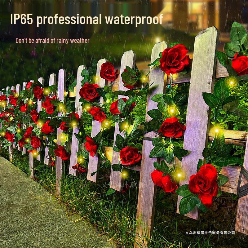 Solar Rose String Lights: Outdoor & Indoor Decorative Flower Vine for Patios, Balconies, Railings, and Ambiance