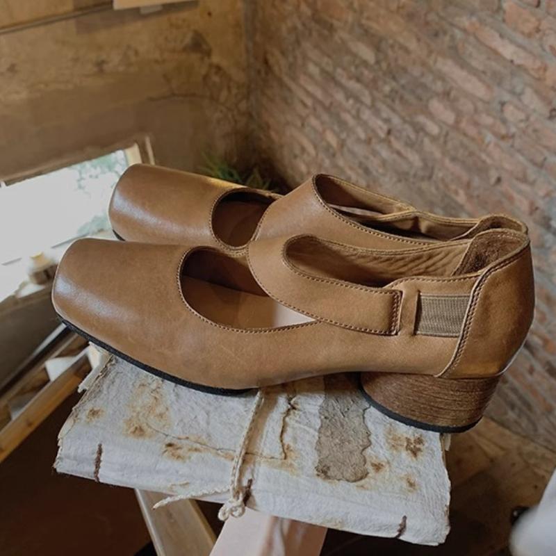 New Women Shoes High-end Comfort Leather Shoes Square Toe Thick Heel Genuine Leather Mary Jane Luxurious Elegant Spring Sandals