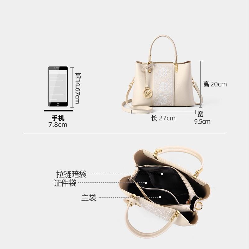 Elegant Chinese-Inspired Embroidered Womens Tote Bag Crossbody Shoulder Large Capacity Daily Use