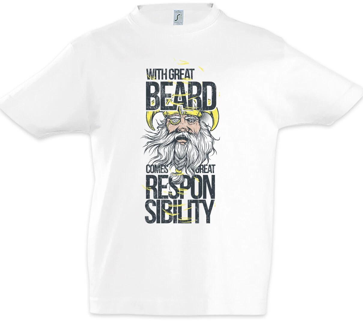 With Great Beard Comes Great Responsibility Kids Boys kids boys T-Shirt Odin Vikings 140