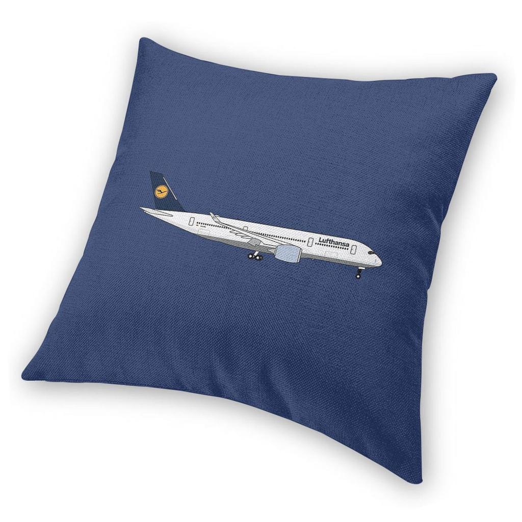 Lufthansa Airbus A350 Square Pillowcase Polyester Linen Velvet Pattern Decorative Throw Pillow Sofa Seater Cushion Cover 18"