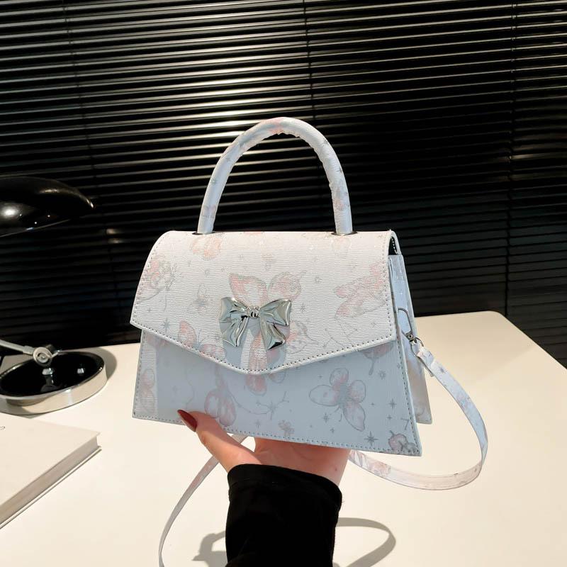 Summer New Printing Casual Texture Small Fresh Butterfly Casual Shoulder Portable Crossbody Small Square Bag Woman