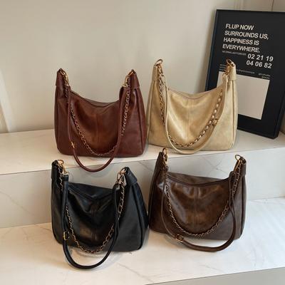 Retro Bag Women's Tote Bag Large Capacity Autumn and Winter Can Be Messenger New Casual High-end Chain Commuter Bag