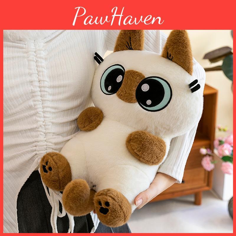 Siamese Small Bean Paste Plush Toy Cute Touch Fish Stand Sit Cat Dolls Gift