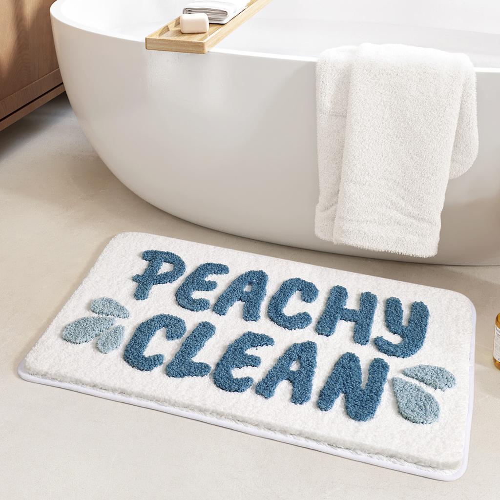 Simple Letter Bath Mats Strong Absorbent Bathroom Rug High Weight Flocking Bathroom Non-slip Foot Mat Washroom Floor Mat