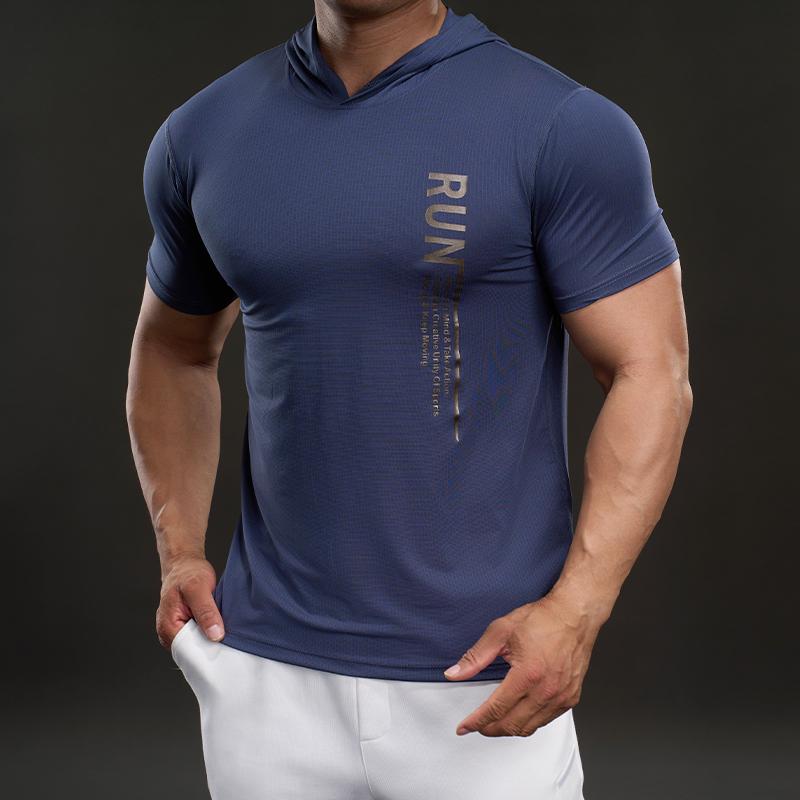 706690 Summer 2025 American Casual Short-sleeved T-shirt Fashionable Sports Elastic Fitness Outdoor T-shirt Men