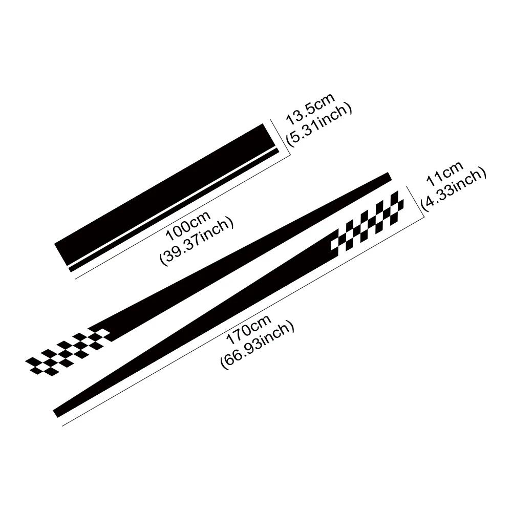 3PCS Car Engine Hood Stickers Car Door Side Long Striped Vinyl Decals Self-adhesive Auto Body Decoration For MINI Cooper R56 R53