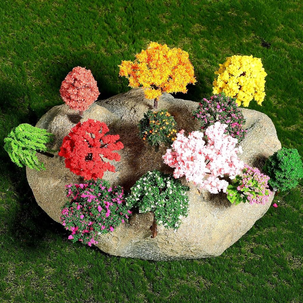 LIOOBO Fairy Garden Tree Plant Ornament: Miniature Garden Accessories, 12pcs Mixed Model Trees 2.1-2.5 Inches for DIY Crafts Micro Landscape Train