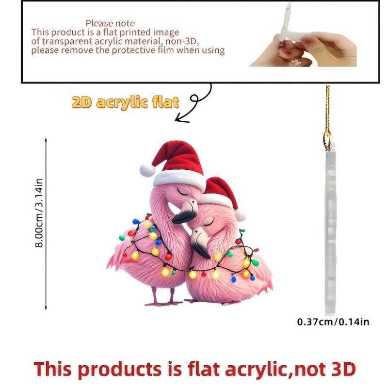 1pc Cute Pink Acrylic Snowman, Bear, Flamingo, Alpaca Christmas Tree Ornaments Hanging Decorations Christmas Gifts Home Decor