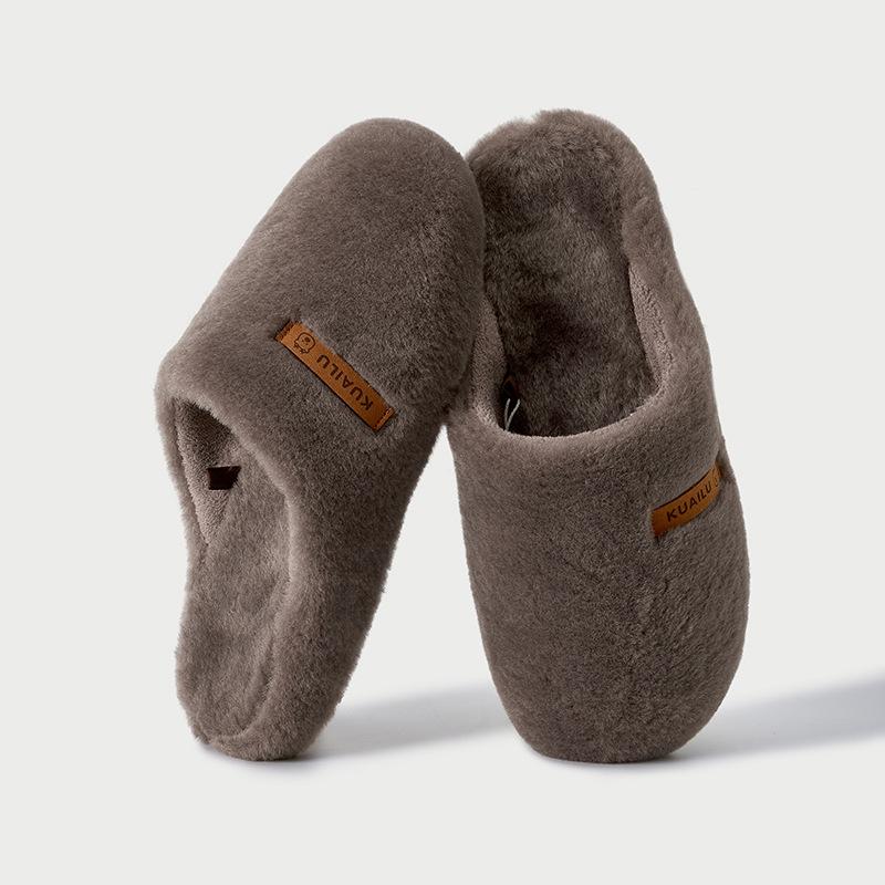 

Мягкие отскакивающие туфли, хлопковые тапочки для кровати, женские домашние нескользящие и теплые, простые хлопковые тапочки-полуследки для ношения на улице 44-45 (suitable for 43-44 feet) темно-коричневого