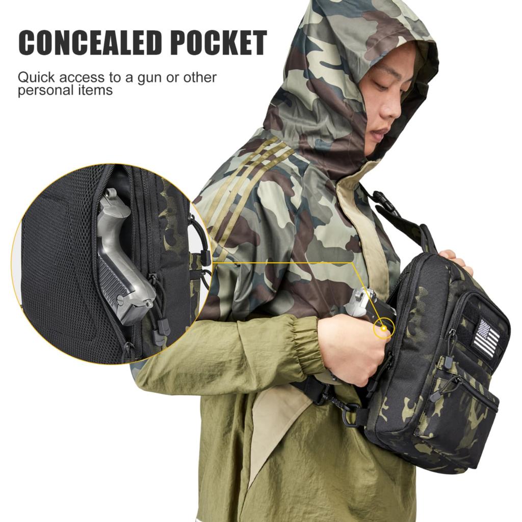 G4Free Tactical EDC Sling Compact Concealed Carry Backpack with Pistol Small Shoulder Crossbody Bag for and Outdoor Sports Bag, Bag, Holster, Pack,