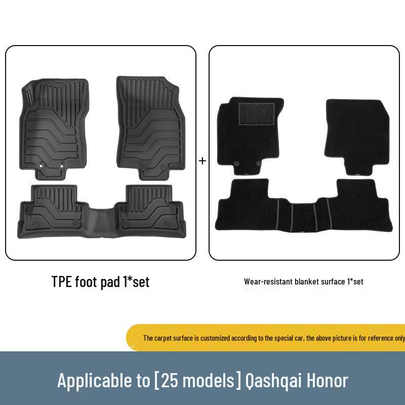 Eco-Friendly TPE Floor and Trunk Mats with Seat Back Cushion for 2021-2025 Nissan Qashqai
