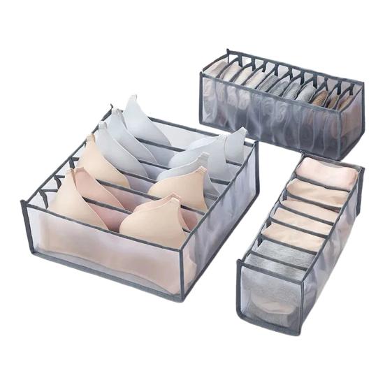 1/3Pcs Underwear Storage Bag Socks Bra Organizer Multiple Compartments Transparent Breathable Mesh Closet Storage Bag
