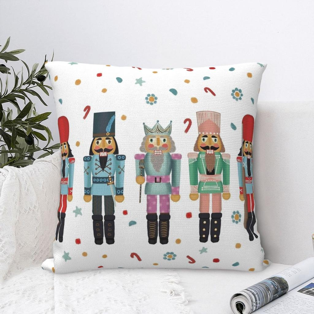 Nutcracker Party Merry Christmas Pillowcase Printed Fabric Cushion Cover Gift Pillow Case Cover Living Room Zipper 18''