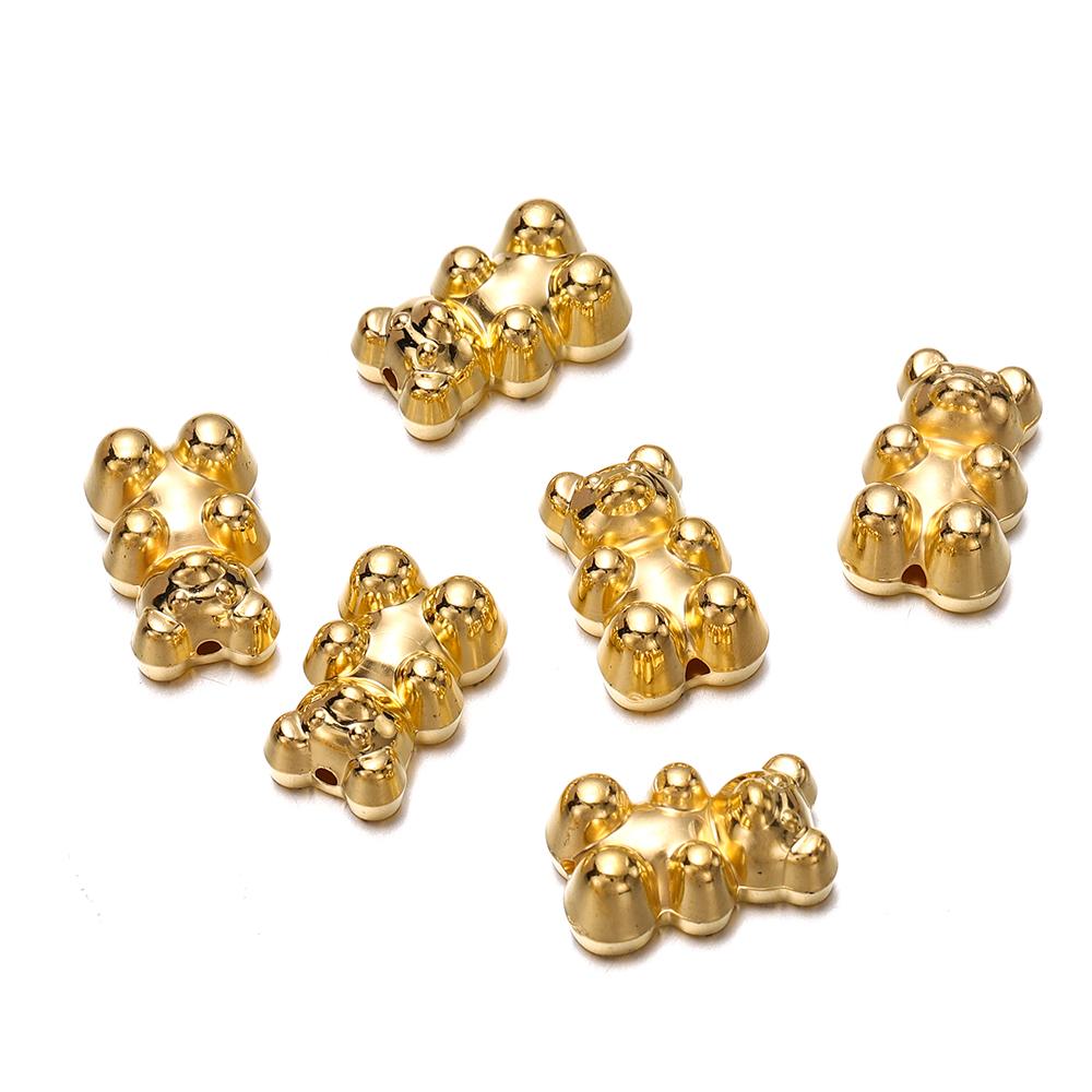 5Pcs/lot Metal Color Cute Bear Acrylic Beads Colorful Spacer Loose Bead for Necklace Bracelet Earrings Jewelry Making Supplies