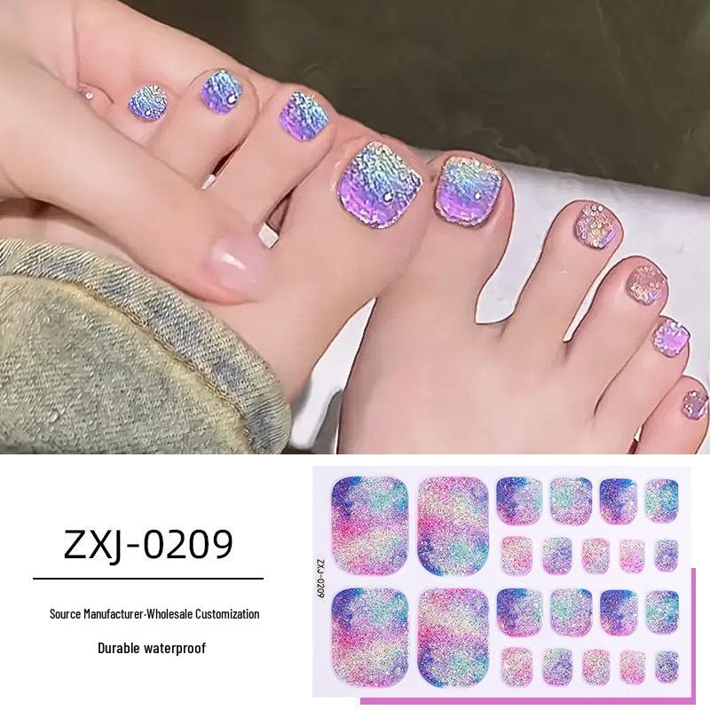 

Летние радужные омбре блестящие водостойкие наклейки для ногтей на ногах Rainbow Gradient