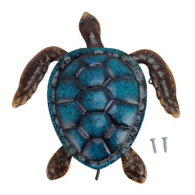 Turtle Wall Decor Vivid Lifelike Rust Proof Metal Sea Animal Statue Decoration for Party Patio Home