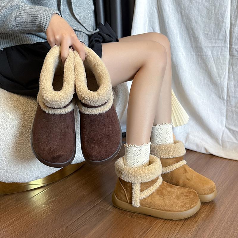 Dames myke elastiske vintervarme kalde polstrede snøstøvler tykksålede sklisikre slitesterke utendørs fritidssport bomullsstøvler