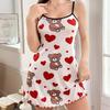 Summer Cat Print Women's Camisole Nightgown Pajamas
