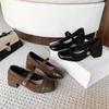 Shoes Female  Mary Janes Women's High HeelsDress Pumps Women Bow Tie Square Toe Buckle Strap Chunky Heels Shoes Women