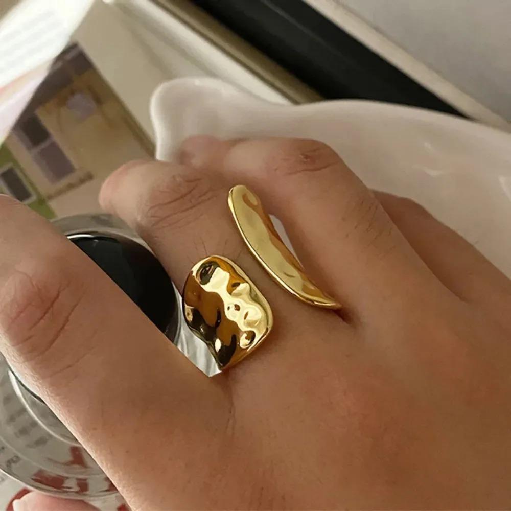 Vintage Punk Minimalist Gold Color Rings for Women Couples Irregular Geometric Birthday Party Jewelry Gifts