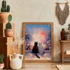 Valentinstag Geschenk Romantische Schöne Katze Paar Sonnenuntergang Strand Poster Leinwand Malerei Wand Kunst Druck Mama Geschenk für Zimmer Home Decor