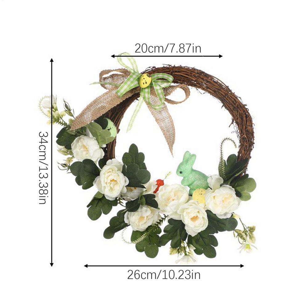 Easter Door Wreath Artificial Flower Easter Wreath Ornament Farmhouse Rustic Wreath Indoor Outdoor Spring Season Decoration For