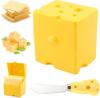 Sliced Cheese Storage Container, Plastic Cheese Slice Keeper for Fridge with Butter Cu-tter, Flipped Lid Chees E Saver Holder.