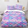 Mermaid Tail Duvet Cover King Queen Size Kids Fish Scales Bedding Set Girly Ocean Animal Princess 2/3pcs Polyester Quilt Cover