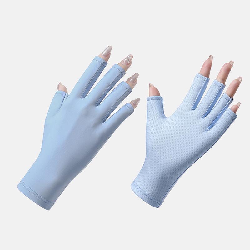 

1 пара анти-УФ-перчаток УФ-защитные перчатки без пальцев для маникюра и дизайна ногтей синий