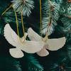 4pcs Christmas Tree Decorations pendant Resin White Bird Decor White Xma Tree Decor Ornaments for Party Family Gathering Festive
