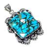 Natural Copper Blue Turquoise Gemstone 925 Sterling Silver Pendant 2.29" c5H07