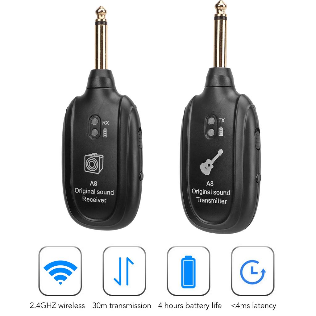 Wireless Guitar System 20Hz to 20KHz UHF Rechargeable Guitar Transmitter Receiver for Electric Guitar Pickup Accessory