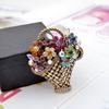 Creative Flower Basket Zircon Brooch Vintage Colorful Pins Women Fashion Jewelry Clothes Coat Decoration Scarf Buckle YSX