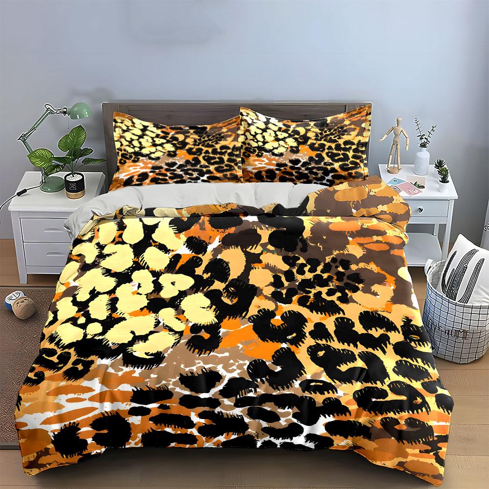 Leopard Print Three-Piece Set For Décor  Kid'S And Adults' Bedroom Decor, Exquisite Three-Piece Bedding Set Gift
