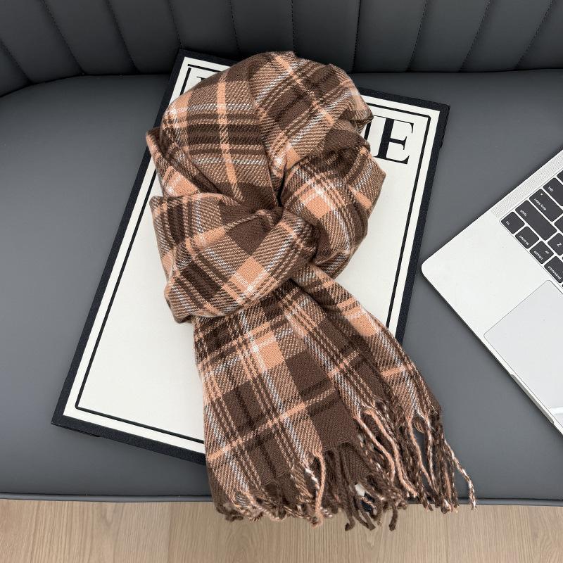 New Korean Atmosphere Premium Plaid Scarf Female Autumn and Winter Student Couple Warm Scarf Male