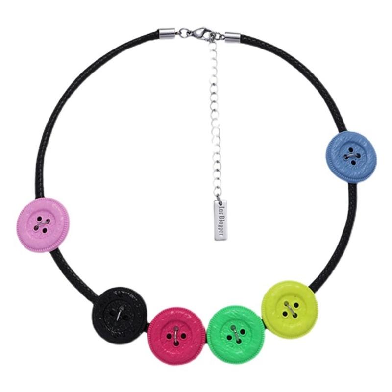 Dopamine Necklace Colorful Button Charm Clavicle Chain Adjustable Chain Jewelry Gift Multicolor Button Choker Necklace 1