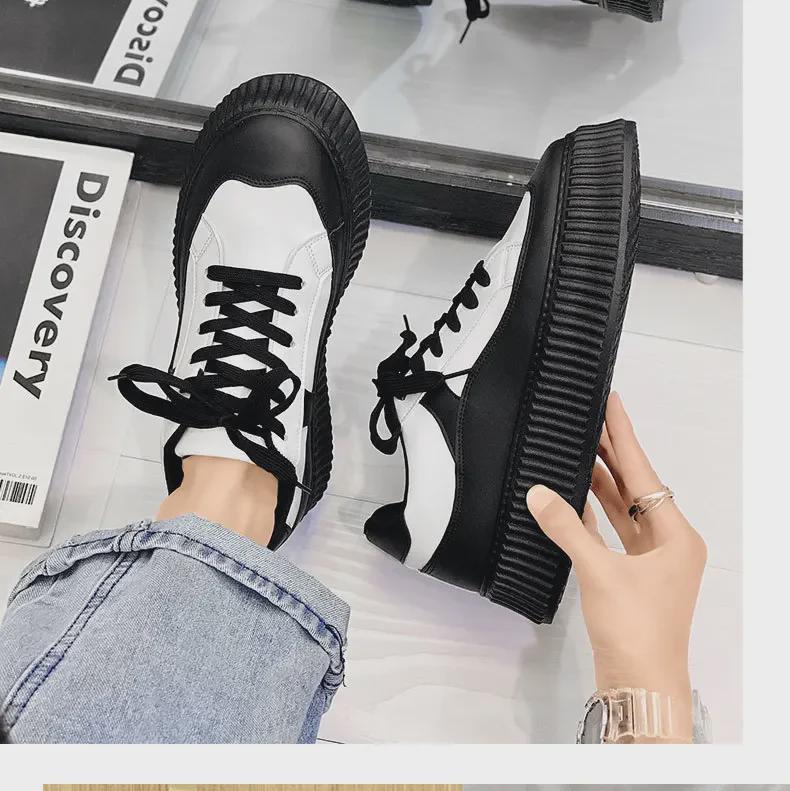 2025 Ulzzang White Sneakers: Thick-Soled, Casual Hong Kong & Harajuku Style Sports Shoes for Men