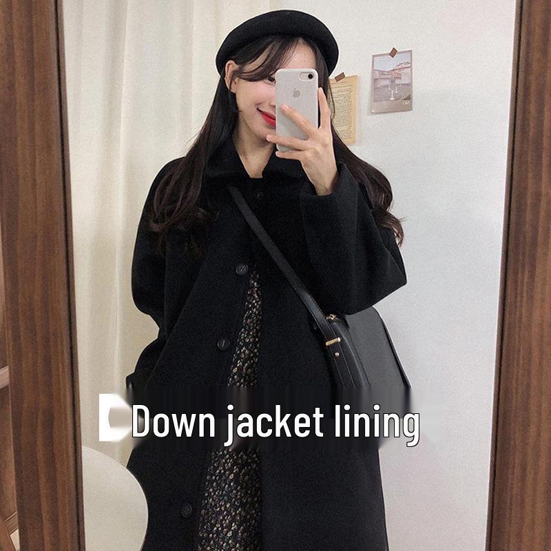 Oatmeal Woolen Petite Women's Mid-Length Coat - 2025 Autumn/Winter Collection