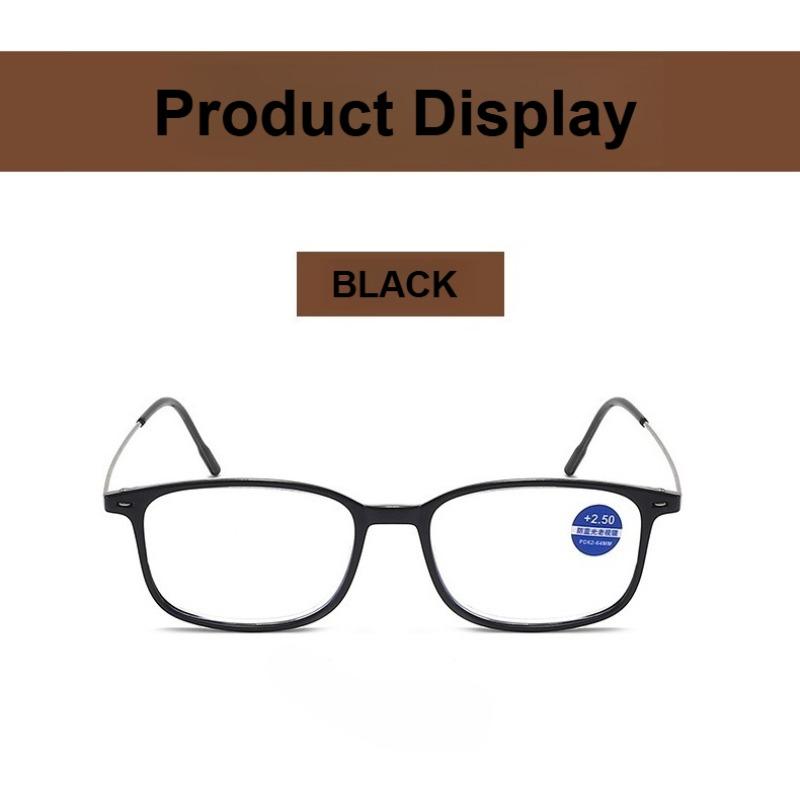 10pcs Square Reading Glasses Women Men Black Blue Grey Purple Anti Blue Light Polycarbonate Lens