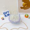 Childrens Canvas Bag With Artificial Pearl Handle And Butterfly Cartoon Pattern For Daily Use