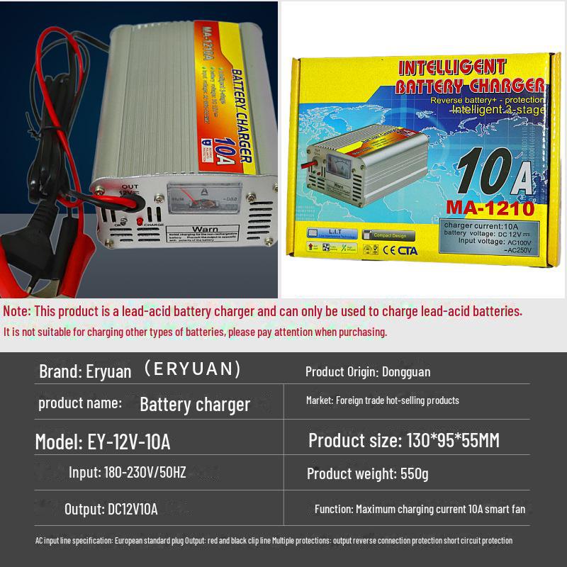 

Зарядное устройство для автомобильных аккумуляторов 12 В для свинцово-кислотных и LiFePO4, 10 А/20 А/30 А, совместимо с 14,6 В 10A-12V серебряный