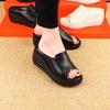 Thick-soled high-heeled cool slippers women's summer 2025 new muffin soft bottom heightened fish mouth mother cool slippers soft bottom