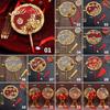 Antique Chinese Wedding Decor Fans For Bride Gold Red Bridesmaid Handheld Hanfu Decor Fan Dragon Phoenix Flower Palace Fan