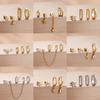 4PCS Fashion Star Moon Stainless Steel Zircon Stud Earrings Set For Women 114K Gold Plated Earring Classic Huggie Daily Jewelry