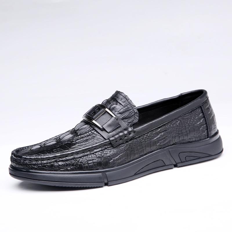 Spring New Shoes for Men Genuine Leather Casual Shoes Fashion Crocodile Print Flat Leisure Shoes Comfortable Slip-on Loafers